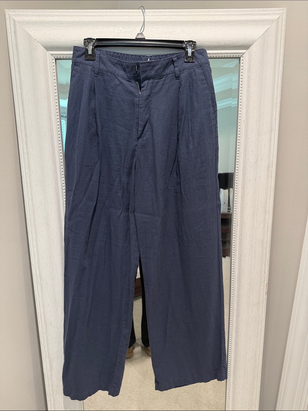 GAP Easy Trouser-Wide-Leg Navy Blue Linen Trousers